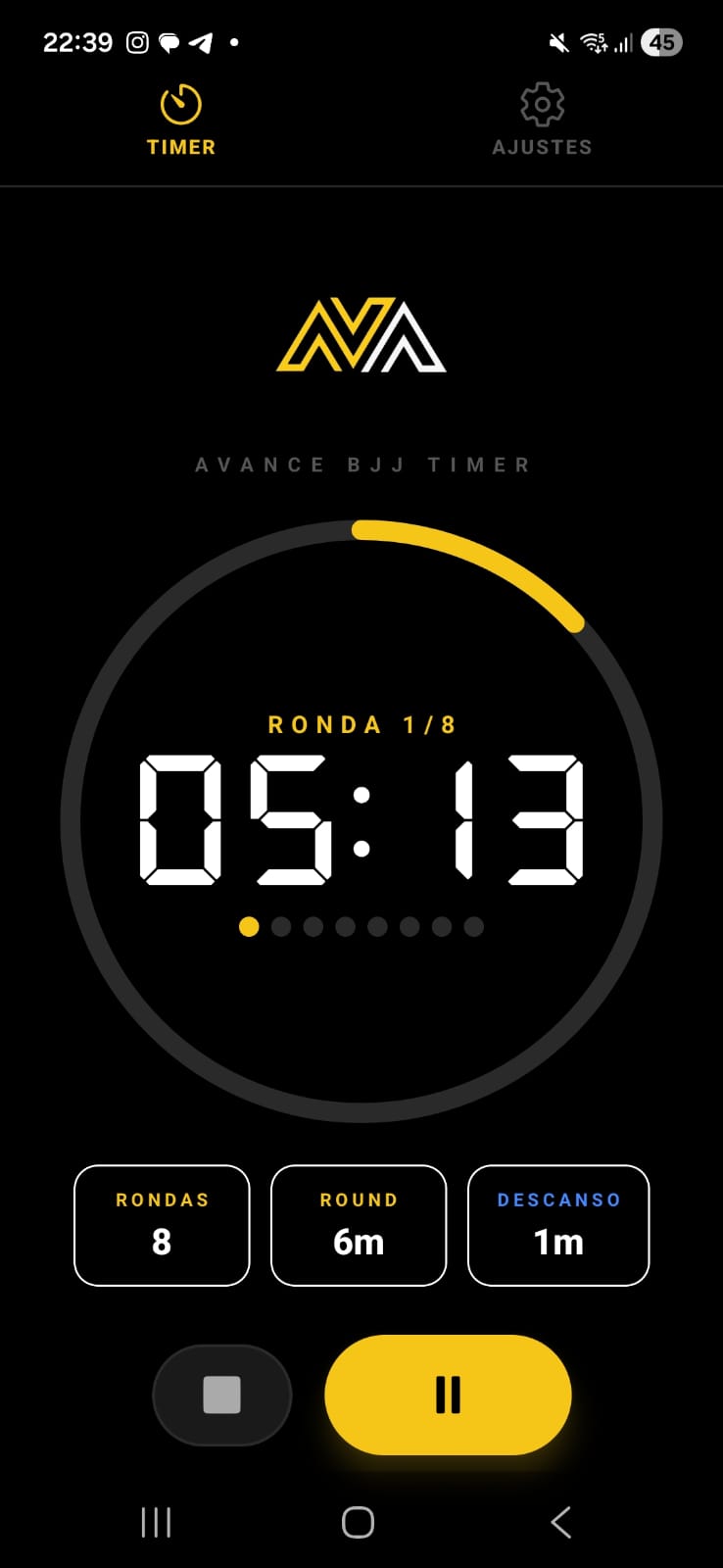 AVANCE BJJ Timer modo retrato